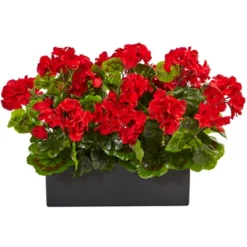 Nearly Natural Geranium Artificial Plant In Rectangular Planter, UV Resistant (Indoor/Outdoor), Red -Artificial Flowers Sale GUEST 02e0d77d 3f1a 4415 9930 c0ddf2f5c623