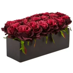 Nearly Natural 6-in Dozen Silk Roses In Ceramic Rectangular Planter 10 Nearly Natural 6-in Dozen Silk Roses In Ceramic Rectangular Planter -Artificial Flowers Sale GUEST 0344c52c 21b5 4244 ad05 eceb02eab9a4