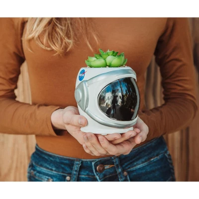 Silver Buffalo NASA Space Helmet 6-Inch Ceramic Planter With Artificial Succulent 7 Silver Buffalo NASA Space Helmet 6-Inch Ceramic Planter With Artificial Succulent - Image 5