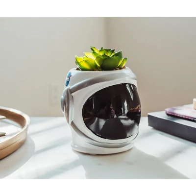 Silver Buffalo NASA Space Helmet 6-Inch Ceramic Planter With Artificial Succulent 3 Silver Buffalo NASA Space Helmet 6-Inch Ceramic Planter With Artificial Succulent
