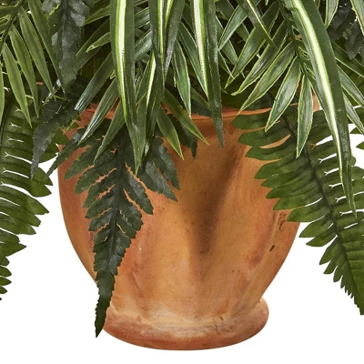 23" X 22" Artificial Fern Plant In Terracotta Planter - Nearly Natural 4 23" X 22" Artificial Fern Plant In Terracotta Planter - Nearly Natural - Image 2