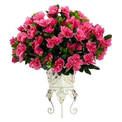 Nearly Natural Azalea With Metal Planter Artificial Plant 3 Nearly Natural Azalea With Metal Planter Artificial Plant