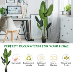 Costway 5.3 FT Artificial Tropical Palm Tree Green Indoor-Outdoor Home Decorative Planter 15 Costway 5.3 FT Artificial Tropical Palm Tree Green Indoor-Outdoor Home Decorative Planter -Artificial Flowers Sale GUEST 1412d766 20fa 4aaa 9263 de5bdb53f9e3