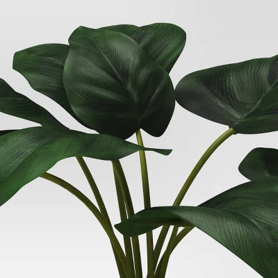 Artificial Leaf In Wood Planter - Threshold™: Lush Taro, White Stoneware Pot, Indoor Decor 4 Artificial Leaf In Wood Planter - Threshold™: Lush Taro, White Stoneware Pot, Indoor Decor - Image 2