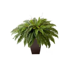 Nearly Natural 23-in Artificial Boston Fern Plant With Tapered Bronze Square Metal Planter DIY KIT -Artificial Flowers Sale GUEST 163bb880 c079 4426 a504 c15599c3604e