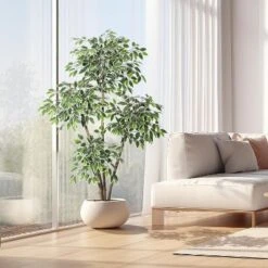 6ft Artificial Ficus Tree,Tall Faux Floor Plant With White Tall Planter White-Edged Leaves,Faux Greenery Tree For Garden Decor -Artificial Flowers Sale GUEST 1f6acabe c599 406b 9470 36fc5e485cfa