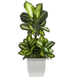 Nearly Natural 46-in Golden Dieffenbachia Artificial Plant In White Metal Planter -Artificial Flowers Sale GUEST 2be33b5b 9e50 493e ae34 055876fff263