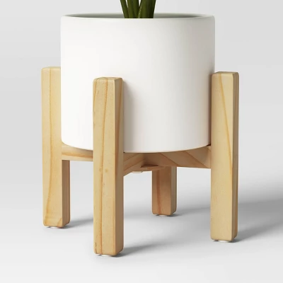 Artificial Leaf In Wood Planter - Threshold™: Lush Taro, White Stoneware Pot, Indoor Decor 5 Artificial Leaf In Wood Planter - Threshold™: Lush Taro, White Stoneware Pot, Indoor Decor - Image 3