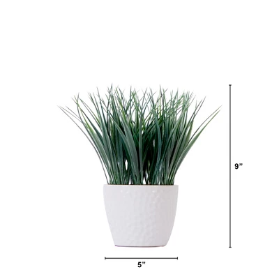 Nearly Natural 9-in Artificial Grass Plant With Decorative Planter 3 Nearly Natural 9-in Artificial Grass Plant With Decorative Planter