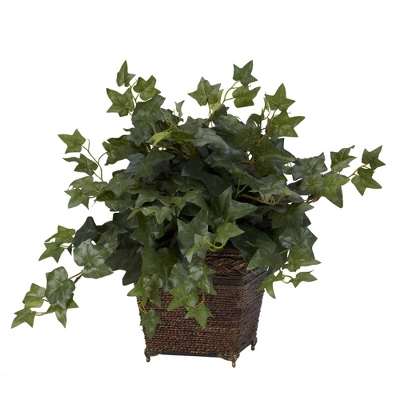 Nearly Natural 17-in Puff Ivy W/Coiled Rope Planter Silk Plant 2 Nearly Natural 17-in Puff Ivy W/Coiled Rope Planter Silk Plant
