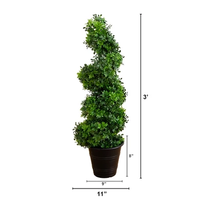 Nearly Natural 3-ft UV Resistant Boxwood Spiral Topiary Artificial Tree In Decorative Planter (Indoor/Outdoor) 3 Nearly Natural 3-ft UV Resistant Boxwood Spiral Topiary Artificial Tree In Decorative Planter (Indoor/Outdoor)