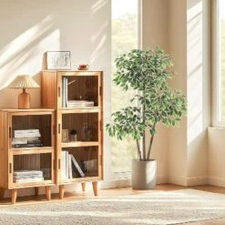 Artificial Ficus Tree, Tall Faux Plant With White Tall Planter, Faux Greenery Tree With Natural Trunks & White-Edged Leaves For Home Decor -Artificial Flowers Sale GUEST 432c48ed 46fa 45a6 a7df c7880dceef11