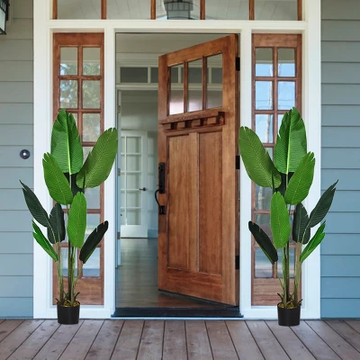 Costway 5.3 FT Artificial Tropical Palm Tree Green Indoor-Outdoor Home Decorative Planter 4 Costway 5.3 FT Artificial Tropical Palm Tree Green Indoor-Outdoor Home Decorative Planter - Image 2