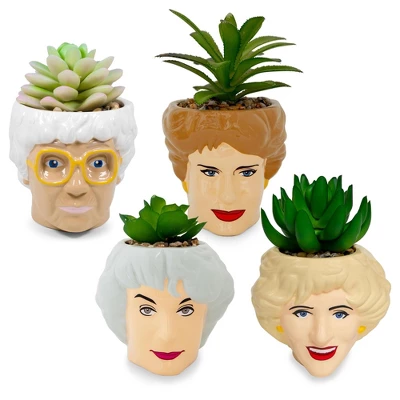 Silver Buffalo The Golden Girls Face Mini Ceramic Planter With Faux Succulent | Set Of 4 3 Silver Buffalo The Golden Girls Face Mini Ceramic Planter With Faux Succulent | Set Of 4