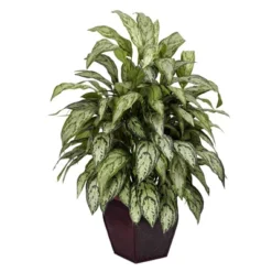 Nearly Natural Silver Queen W/Decorative Planter Silk Plant 38"