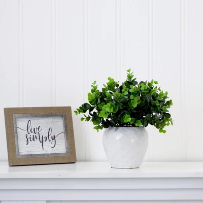 Nearly Natural 11-in Artificial Boxwood Plant With Decorative Planter 5 Nearly Natural 11-in Artificial Boxwood Plant With Decorative Planter - Image 3