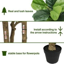 KWPZQEB 7FT H Artificial Banyan Tree, Large Faux Greenery With Natural Look Leaves, Tall Lush Faux Tree With Black Nursery Planter For Indoor, Outdoor -Artificial Flowers Sale GUEST 74df1e96 0b28 43dd 8d15 d97da1a72a26