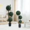 1pc Topiary Trees Artificial Outdoor, 35"/45" Milan Grass Ball Topiary Trees, Fake Greenery Tree With Planter Pot For Home, Office, Porch Decor -Artificial Flowers Sale GUEST 8346b705 b4e3 4400 a27f 2effa94ca040