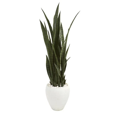 Nearly Natural 51” Sansevieria Artificial Plant In White Planter 3 Nearly Natural 51” Sansevieria Artificial Plant In White Planter