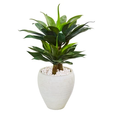 Nearly Natural 33-in Double Agave Succulent Artificial Plant In White Planter 4 Nearly Natural 33-in Double Agave Succulent Artificial Plant In White Planter - Image 2