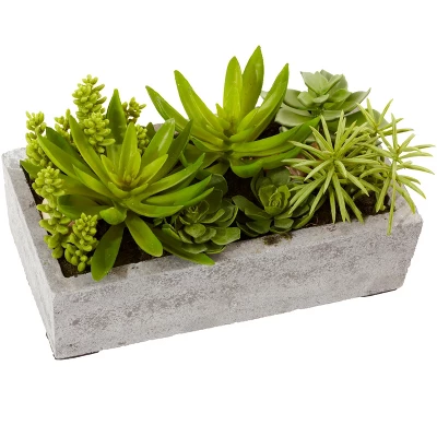 Nearly Natural Succulent Garden With Concrete Planter 3 Nearly Natural Succulent Garden With Concrete Planter