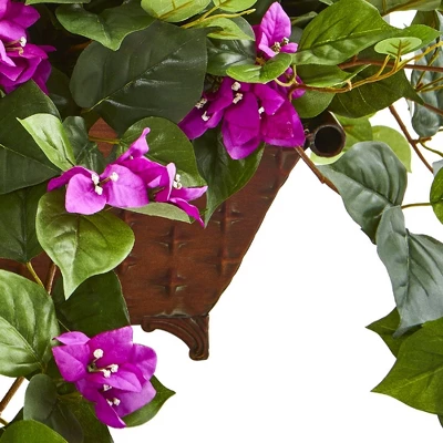 Nearly Natural Bougainvillea In Metal Planter, White 6 Nearly Natural Bougainvillea In Metal Planter, White - Image 4