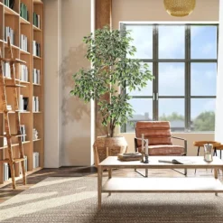 6ft Artificial Ficus Tree,Tall Faux Floor Plant With White Tall Planter White-Edged Leaves,Faux Greenery Tree For Garden Decor -Artificial Flowers Sale GUEST 9aff33d2 ed6a 4dd1 b9ce 8c176509ee59