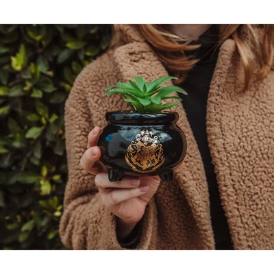Silver Buffalo Harry Potter Hogwarts Cauldron Ceramic Mini Planter With Artificial Succulent 4 Silver Buffalo Harry Potter Hogwarts Cauldron Ceramic Mini Planter With Artificial Succulent - Image 2
