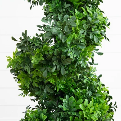 Nearly Natural 3-ft UV Resistant Boxwood Spiral Topiary Artificial Tree In Decorative Planter (Indoor/Outdoor) 4 Nearly Natural 3-ft UV Resistant Boxwood Spiral Topiary Artificial Tree In Decorative Planter (Indoor/Outdoor) - Image 2