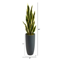Nearly Natural 3.5-ft Artificial Sansevieria Snake Plant In Gray Planter