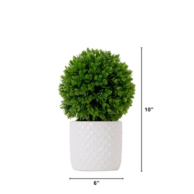 Nearly Natural 10-in Artificial Boxwood Topiary Plant With Decorative Planter 5 Nearly Natural 10-in Artificial Boxwood Topiary Plant With Decorative Planter - Image 3