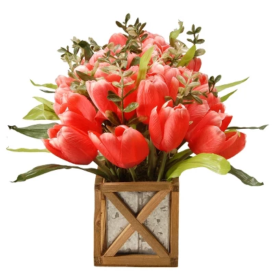 National Tree Company 20" Planter With Pink Tulips 5 National Tree Company 20" Planter With Pink Tulips - Image 3
