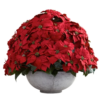 Nearly Natural Giant Poinsettia Arrangement With Decorative Planter 3 Nearly Natural Giant Poinsettia Arrangement With Decorative Planter