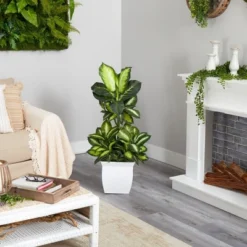 Nearly Natural 46-in Golden Dieffenbachia Artificial Plant In White Metal Planter -Artificial Flowers Sale GUEST c4e7cd76 347f 4209 8acb 084772658692