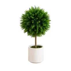Nearly Natural 2.5-ft UV Resistant Artificial Cedar Ball Topiary Tree In White Decorative Planter (Indoor/Outdoor) -Artificial Flowers Sale GUEST c6b34229 f339 4a89 9e99 90843d3ae03e