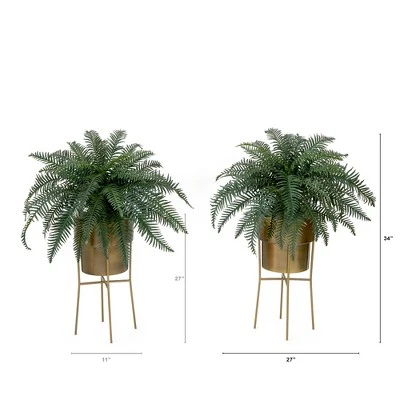 Nearly Natural 34-in Artificial River Fern Plant In Metal Planter With Stand DIY KIT (Set Of 2) 5 Nearly Natural 34-in Artificial River Fern Plant In Metal Planter With Stand DIY KIT (Set Of 2) - Image 3