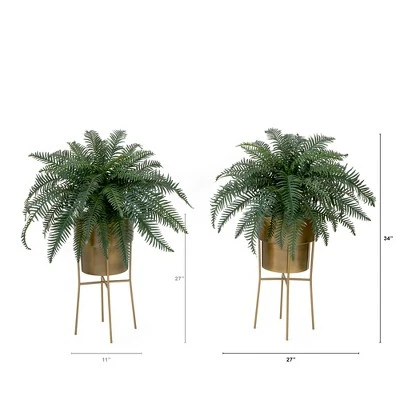 Nearly Natural 34-in Artificial River Fern Plant In Metal Planter With Stand DIY KIT (Set Of 2) 3 Nearly Natural 34-in Artificial River Fern Plant In Metal Planter With Stand DIY KIT (Set Of 2)
