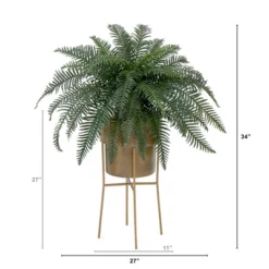 Nearly Natural 34-in Artificial River Fern Plant In Metal Planter With Stand DIY KIT