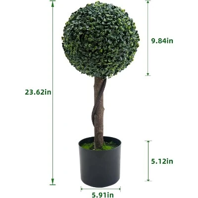 2pcs Topiary Trees Artificial Outdoor, 24" Milan Grass Ball Topiary Trees, Fake Greenery Tree With Planter Pot For Home, Office 3 2pcs Topiary Trees Artificial Outdoor, 24" Milan Grass Ball Topiary Trees, Fake Greenery Tree With Planter Pot For Home, Office