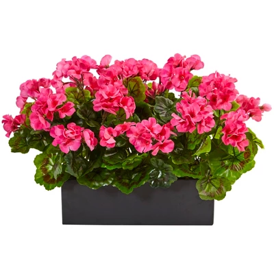 Nearly Natural Geranium Artificial Plant In Rectangular Planter, UV Resistant (Indoor/Outdoor), Beauty 4 Nearly Natural Geranium Artificial Plant In Rectangular Planter, UV Resistant (Indoor/Outdoor), Beauty - Image 2