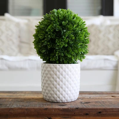 Nearly Natural 10-in Artificial Boxwood Topiary Plant With Decorative Planter 4 Nearly Natural 10-in Artificial Boxwood Topiary Plant With Decorative Planter - Image 2