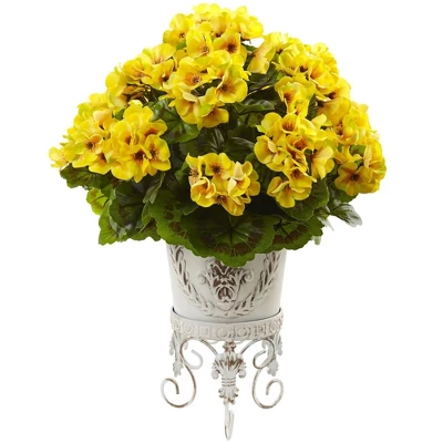 Nearly Natural Geranium With Metal Planter UV Resistant (Indoor/Outdoor), Beauty 6 Nearly Natural Geranium With Metal Planter UV Resistant (Indoor/Outdoor), Beauty - Image 4